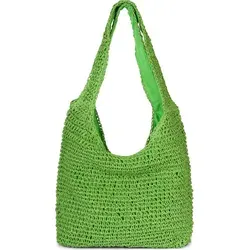 styleBREAKER Damen Papierstroh Beuteltasche - Sommerliche Strandtasche mit Reißverschluss - Damen-Schultertaschen, leicht und luftig aus 100% Papierstroh, ideal für Strandtage und Freizeit mit viel Platz und sicheren Reißverschluss.