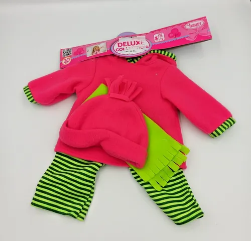 Bayer Design 84664AA Puppenkleidung - Puppenoutfit für 40-46 cm Babypuppen, mehrteiliges Winterset mit Hose, Oberteil, Mütze und Schal, fördert Fantasie und Fingerfertigkeit