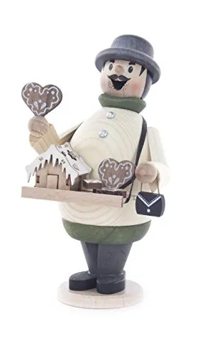 Kuhnert Räuchermännchen 33138 - Max als Lebkuchenverkäufer, 16 cm hoch, handgefertigt aus Holz und Made in Germany