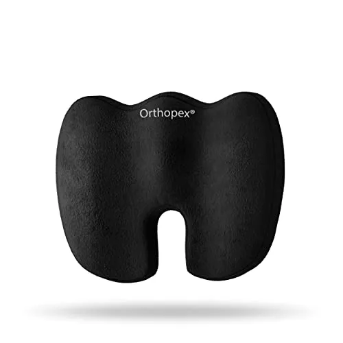 Orthopex® Sitzkissen Orthopädisch - Ergonomisches Sitzkissen für Home Office, Bürostuhl, Auto & Co - Entlastet Steißbein, Bandscheiben - Erhöht Sitzkomfort.