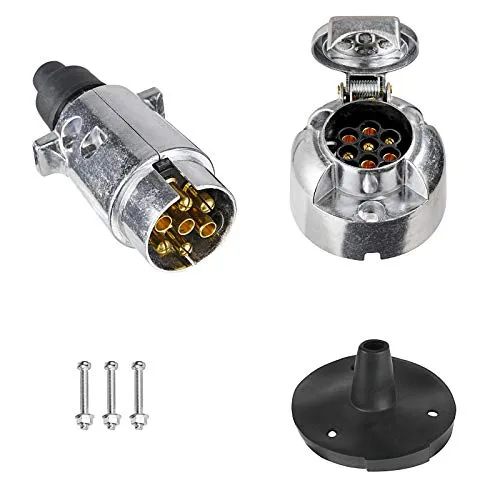 7-poliger Metall-anhängerstecker Und Elektrischer Anschluss, 7-polige 12-v-kupplungsstecker-buchse, 7-poliger Wasserdichter Anhängerstecker Aus Aluminiumlegierung Für Lkw, Wohnmobil, Boot