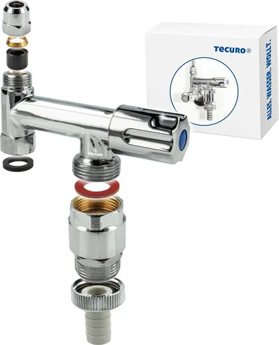 tecuro Geräteventil Eckfix mit Rohrbelüfter, zur Montage auf Eckventil, Messing verchromt