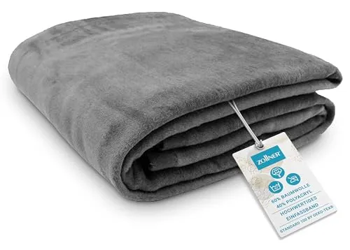 ZOLLNER Kuscheldecke 220x240 cm - Flauschige Sofadecke in Grau - Bettdecken - Weiche und langlebige Kuscheldecke, waschbar bis 40°C und Oeko Tex® zertifiziert für höchsten Komfort und Sicherheit.