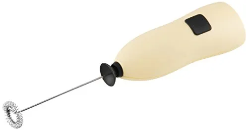 Fackelmann Milchschäumer mit Batterie, Quirl mit Funktionsteil aus Edelstahl, Küchenhelfer zur Herstellung von Milchschaum (Farbe: Creme/Schwarz), Menge: 1 Stück