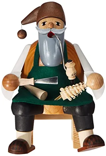 KWO Räuchermann Bäumchenstecher, sitzend - Nussknacker aus dem Erzgebirge, handgefertigt aus Holz mit traditioneller Handwerkskunst – ein einzigartiges Dekorationsstück für die Weihnachtszeit.