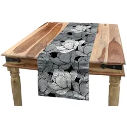 Abakuhaus Tischläufer Esszimmer Küche Rechteckiger Dekorativer Tischläufer, Schwarz und Grau Lotus grau|schwarz 40 cm x 225 cm