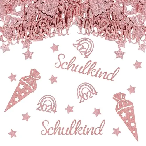 Stück Schulkind Konfetti Glitzer Rosegold, 2024 Streudeko Einschulung Tischdeko Konfetti, Schultüte Tischdekoration, für Schuleinführung, Schulanfang, Mädchen Junge Einschulungsfeier 100