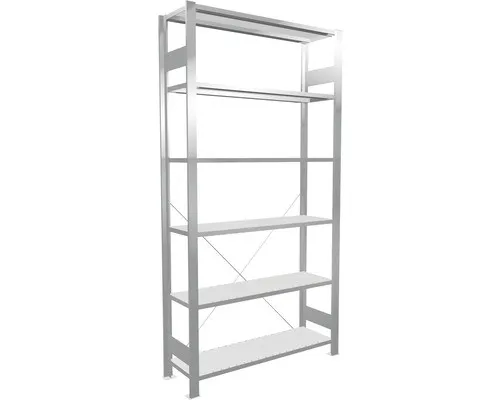 Schulte Grundregal MULTIplus85 - 6 Fachböden lichtgrau - Fachbodenregal mit 6 Fachböden, modular anpassbar und ideal für effiziente Büroorganisation. Bis zu 96 Ordner pro Feld platzsparend untergebracht.