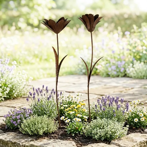 Gartenstecker Blume Braun - 2er Set - Verschönern Sie Ihren Garten mit diesem stilvollen 2er Set Gartenstecker in Blumenform. Ideal für kreative Akzente in Ihrer Gartendeko.