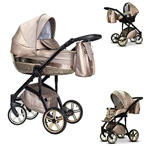 Kinderwagen-Set 4 in 1 Vip Lux inkl. Sportsitz und Autositz - 12 Teile - in 18 Farben