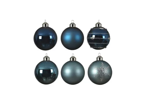 MARELIDA Weihnachtsbaumkugel Christbaumkugel Weihnachtskugel Glas D:8cm glänzend matt blau 6er Set (6 St)