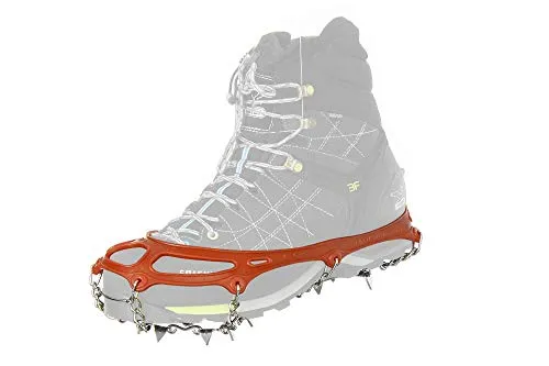Snowline Chainsen Pro Grödel Gr S schwarz/orange - Leichte Grödel aus Edelstahl mit praktischem Packbeutel, ideal für Freizeitaktivitäten und optimalen Halt auf rutschigem Terrain.