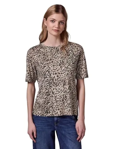 STREET ONE STUDIO Damen F322986 Basic T-Shirt mit Leo-Muster