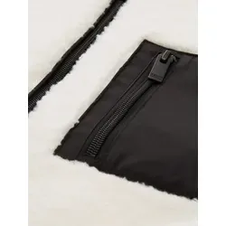 TOM TAILOR Denim Damen Teddy-Jacke mit Bomberkragen - Funktionsjacke aus flauschigem Teddy-Stoff, warm und weich, ideal für kalte Tage – mit praktischen Taschen und stylish im Bomber-Style.