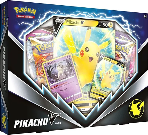 Pokemon 85117 Zubehör - Pikachu V Kollektion, inkl. Holo Karten und 4 Boosterpacks für spannende Kartenschlachten