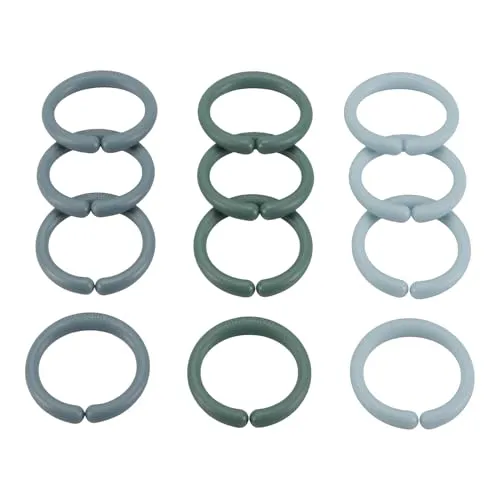 Little Dutch Spielzeugringe Set (12 Spielringe) Kinderwagenkette Kinderwagenanhänger Befestigungsringe blau - Forest Friends