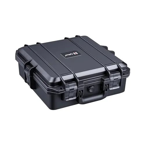 Lykus HC-3610 Wasserdicht Koffer mit anpassbar Rasterschaumstoff, Innengröße 35,5x35,5x14 cm, Geeignet für Elektronik und mehr