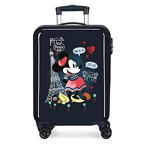 Disney Minnie Around The World Kabinenkoffer - Handgepäck für Kinder, 38 x 55 x 20 cm, leicht und stabil aus ABS, mit vier Dreh-Doppelrädern für müheloses Manövrieren und sicherem Kombinationsverschluss.