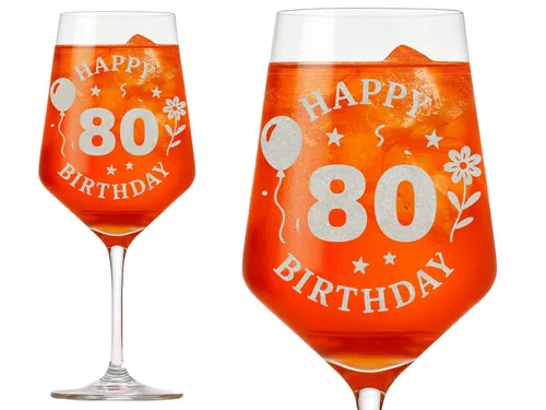 Valhalla Weinglas Gravur Happy Birthday 80. Geburtstag 350ml spülmaschinenfest, 1-tlg., Glas, Atemberaubende Darstellung