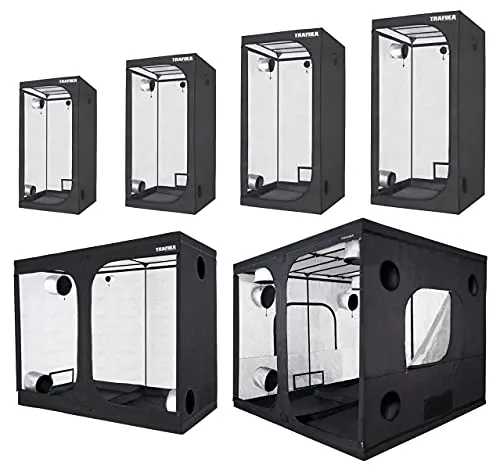 TRAFIKA Growzelt 60x60x160CM - Indoor Anbauschrank - Zuchtzelte für Hydrokulturen mit 97% Mylar Reflexion, ideal für effizienten Indoor-Anbau und optimale Lichtnutzung.