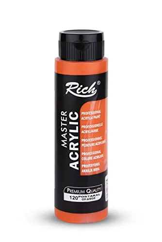 Rich Master Acryl Farbe 500ml - Orange Cremige Acrylfarbe auf Wasserbasis, schnell trocknend, lichtecht, wasserfest, zum Auftragen mit Pinsel auf Leinwand, Papier und Holz