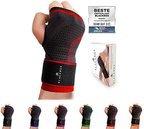 BLACKROX Handgelenkbandage [Links & Rechts] Vergleichssieger 2024 | Damen & Herren | Starke Handgelenkstütze | Unterstützt bei einer Sehnenscheidenentzündung | Handgelenkschoner | Rot