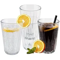 APS Gläser-Set, 4-tlg., Tritan, 4er-SET unzerbrechliche Mehrwegbecher, Tritan Gläser in Kristallklar weiß 300 ml | Ø 8 cm x 12.5 cm