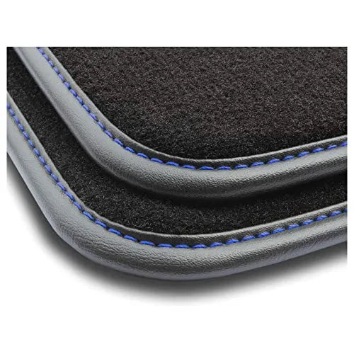 MOTOS Premium Velours-Fußmatten passend für Toyota C-HR I 2016-2023 - Premium, Leder, Blau fußmatten Auto - Erleben Sie neuen Fahrkomfort mit einem Automatten Satz für Ihr Auto