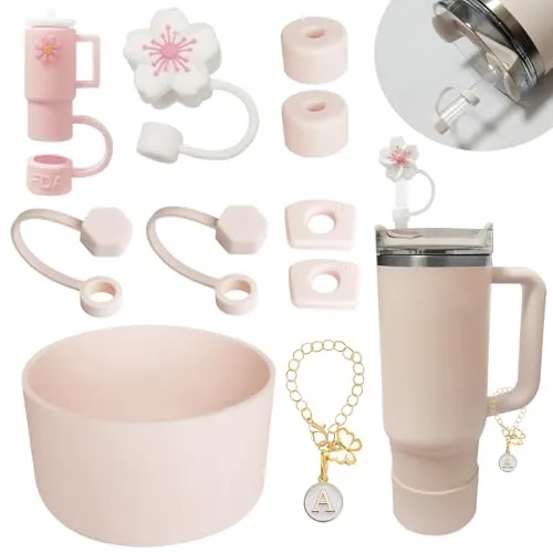 PHULWEL Packung mit 10 Cup Zubehörteilen, Sie gelten für Stanley Quencher Adventure 30oz, 40oz und IceFlow 20oz & 30oz Flaschen (Rosenquarz).