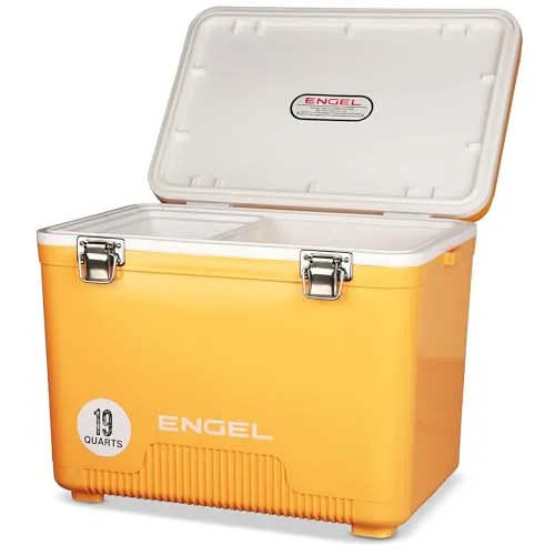 Engel UC19 19qt Leak-Proof, Air Tight, Drybox Cooler and Small Hard Shell Lunchbox for Men and Women in Iced Mango