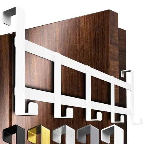 4smile Türgarderobe zum Einhängen – Weisse Türhaken universell verwendbar, flexible Kleiderhaken Tür, robust - Vielseitige Haken zum Einhängen, platzsparende Türhakenleiste für gesamte Wohnung