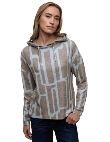 Damen Gemusterter Hoodie Shirt mit Kapuze - Stylisches Langarmshirt mit grafischem Muster und praktischem Tunnelzug. Der komfortable Materialmix sorgt für optimale Bewegungsfreiheit und Style im Alltag.