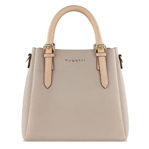 bugatti Ella Henkeltasche M 27 cm - Beige - Elegante Handtasche von bugatti mit praktischem Design. Viel Platz dank 3 Hauptfächern und abnehmbarem Schulterriemen für vielseitigen Einsatz.