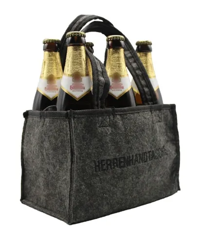 Herrenhandtasche Bier Männerhandtasche aus Filz mit 6 Fächern für Bierflaschen