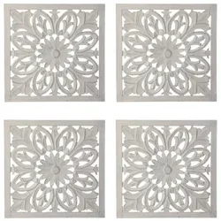 4er Set Vintage Wanddeko Holzbild Wandbild aus Holz Adarsch Deko 40cm