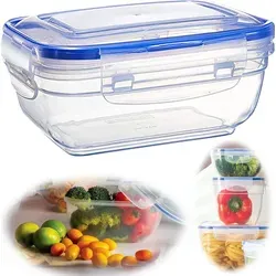 LS-LebenStil Frischhaltedose Clip & Lock 1400ml Rechteckig mit Deckel Kunststoff auslaufsicher Vorratsdose Lunchbox Mikrowelle Gefrierbox stapelbar - Transparent