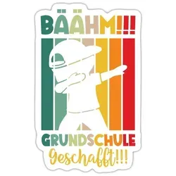 Spreadshirt Bäähm Grundschule Geschafft 2026 Sticker Aufkleber, 10 x 10 cm, Mattweiß - Weiß