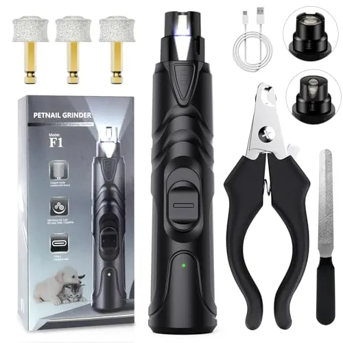 ETENTOUS Krallenschleifer für Hunde, Neuester Profi Krallenschleifer mit 3 Anschlüssen (mit krallenschere), Superleise, Dog Nail Grinder für Große, Mittelgroße, Kleine Hunde