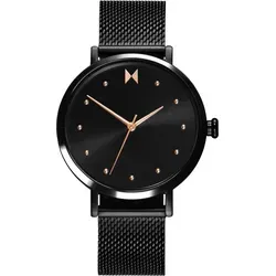 MVMT Quarzuhr 28000033-D - Modische Armbanduhr mit elegantem, mattem Edelstahl-Gehäuse in Schwarz, wasserdicht bis 5 ATM und präzisem Quarz-Antrieb für zuverlässige Zeitmessung.