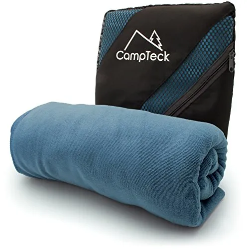 CampTeck U6829 Yoga-Handtuch aus Mikrofaser für Yogamatte (184 x 62 cm), rutschfest, Hot Yoga, Bikram Yoga & Power Yoga, mit Tragetasche, Blau
