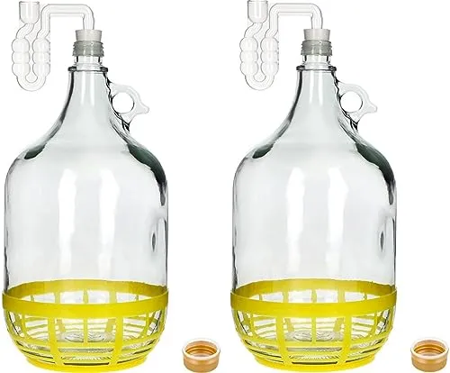 5L Gärballon Set mit Gummistopfen und Gärröhrchen - Praktisches Set zur Herstellung von Wein, Met oder Cidre mit platzsparendem Design und innovativem horizontalem Gärröhrchen für optimale Raumausnutzung.