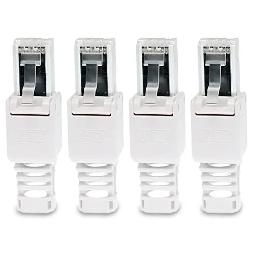 Stück Netzwerkstecker werkzeuglos CAT6A RJ45 LAN UTP Kabel Stecker ohne Werkzeug werkzeugfrei CAT6 CAT5 CAT7 Verlegekabel Patchkabel Netzwerkkabel Toolless Modular Plug Connector Crimpstecker 4