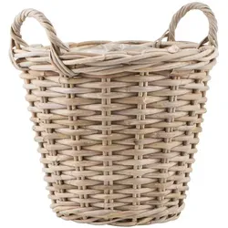 Ib Laursen Pflanzkübel - Dekorativer Rattan Pflanzenkorb mit Henkel - Pflanzkübel aus Rattan mit Innenfolie, ideal für stilvolle Dekoration. Maße: B 29cm x H 30cm x L 33cm, perfekt für Innenräume.