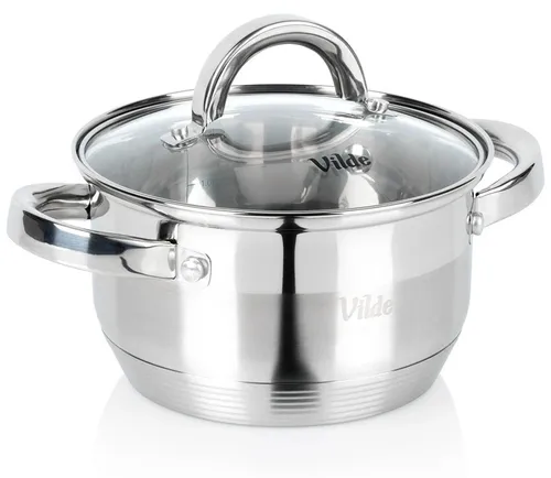 Edelstahltopf mit Glasdeckel, 1,75 l, 16 cm