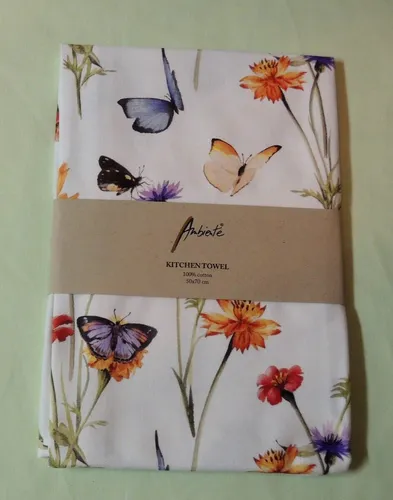 Ambiente Schmetterlinge Blumen viele Geschirrhandtuch Küche Geschirrtuch  100 %
