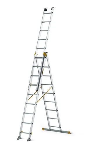 Drabest | Leiter, PRO - 3-teilige Leiter - Mehrzweckleiter 3x9 Stufen - Tragfähigkeit 150kg - Alu Leiter - Trittleitern - Multifunktionsleiter