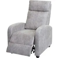 Fernsehsessel MCW-F76, Relaxsessel mit verstellbarer Liegefunktion - Hocker mit bequemer Polsterung für optimalen Komfort, ideal zum Entspannen und Relaxen in vintage hellgrau.