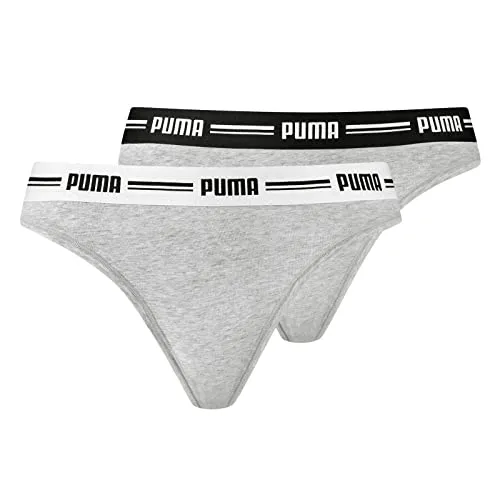 PUMA Damen Puma Iconic Women's String - (2 Pack) Thong Panties, Grey Grey, S EU
