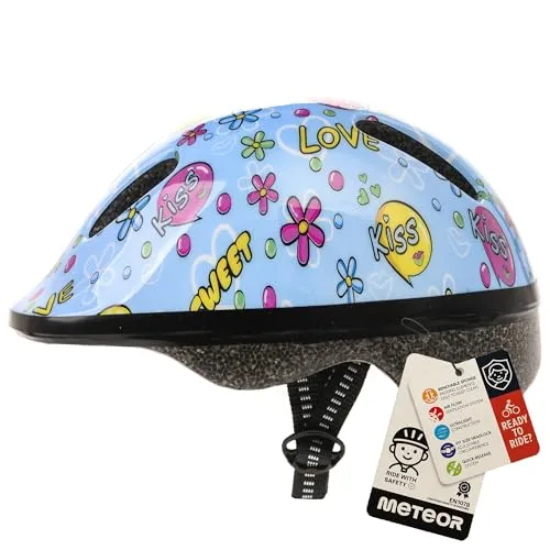 meteor-Kinder Fahrradhelm, Skaterhelm, Sicherheitshelm MV6-2 Size: S 48-52cm 220g KISS Love