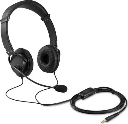 Kensington Classic 3.5mm Headset mit Mikrofon und Lautstärkeregelung - Kopfhörer mit klarem Sound und einfacher Lautstärkeregelung, ideal für Telefonate und Musikgenuss.